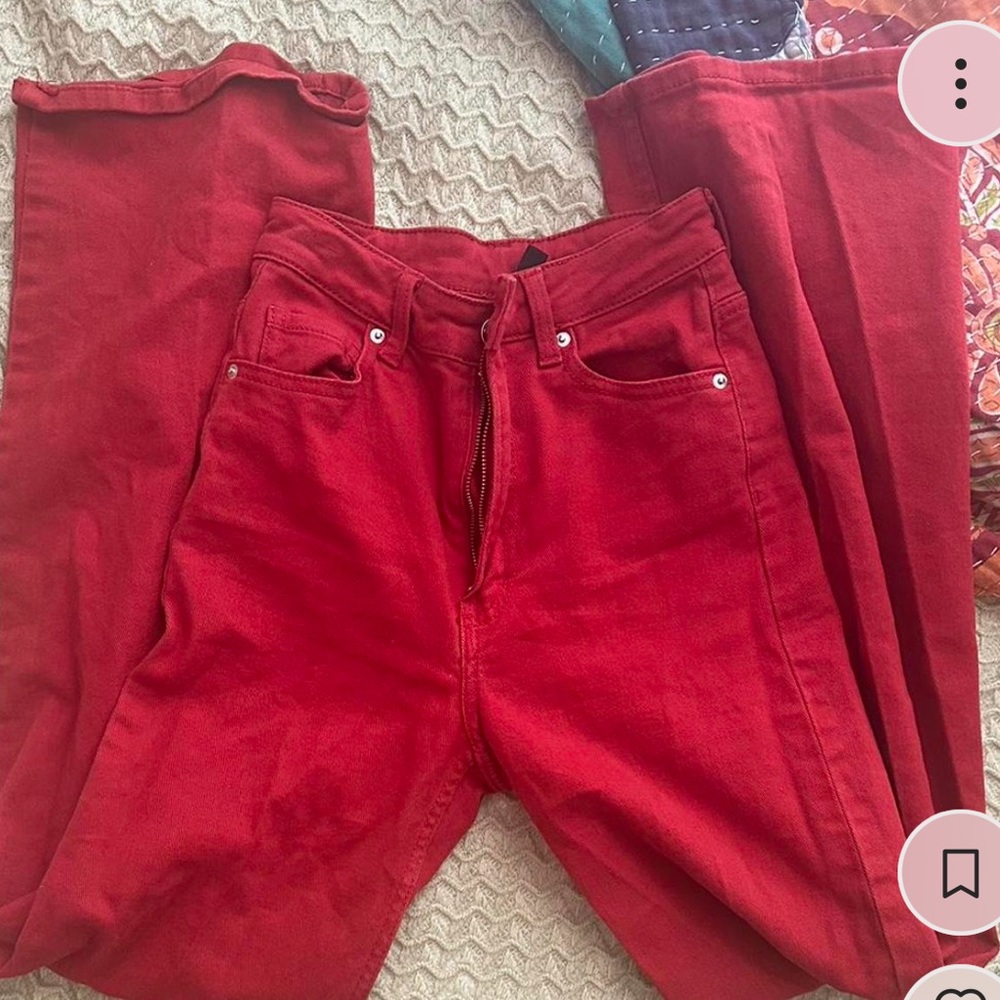 h&m red high waisted A-line pants